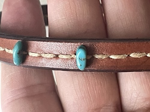 Henry cuir choker turquoise - cuir,